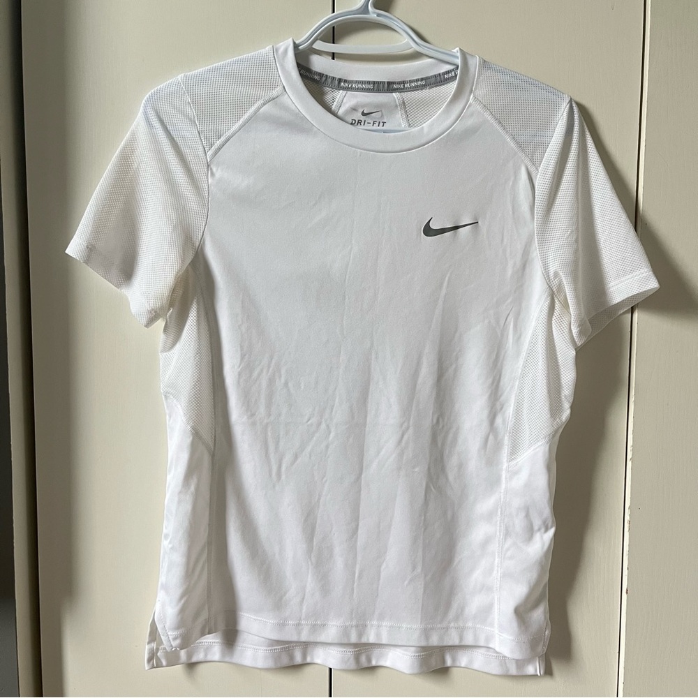 Nike White Dri-FIT Running Tee with Subtle Grey Logo